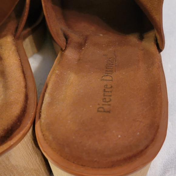 Pierre Dumas Sling Back Wedge Platform Sz 9 Brown Leather - Picture 7 of 12